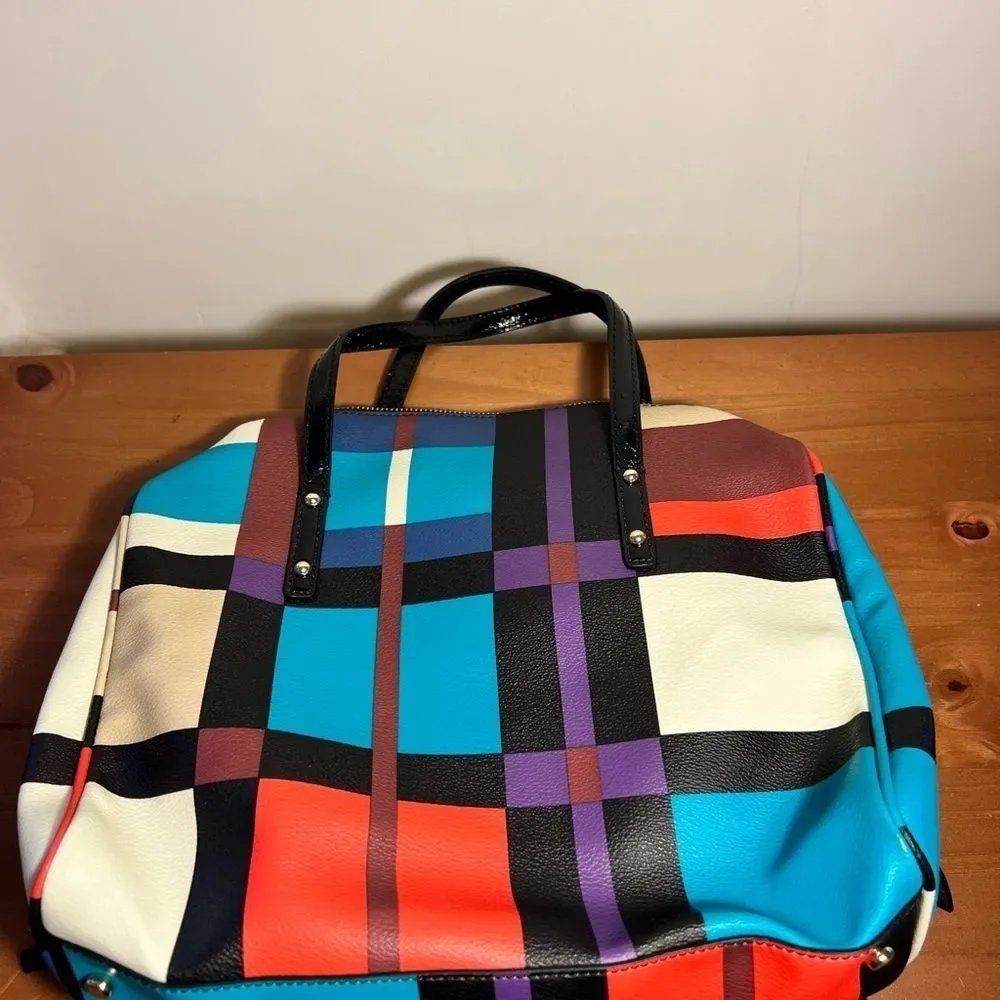 Kate Spade Perry Street Shawna handbag colorblock handbag leather plaid